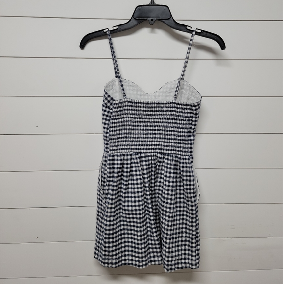 Abercrombie & Fitch Spaghetti Strap Black and White Gingham Romper with Pockets - Picture 3 of 4